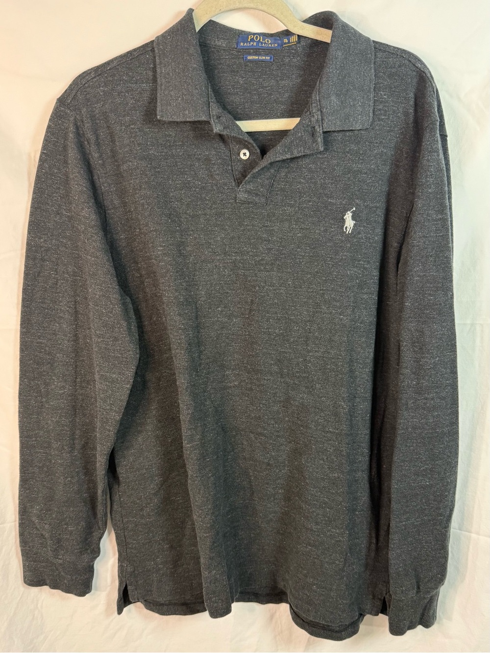 Polo Ralph Lauren Custom Slim Fit Long Sleeve Polo Shirt Gray Men’s XL